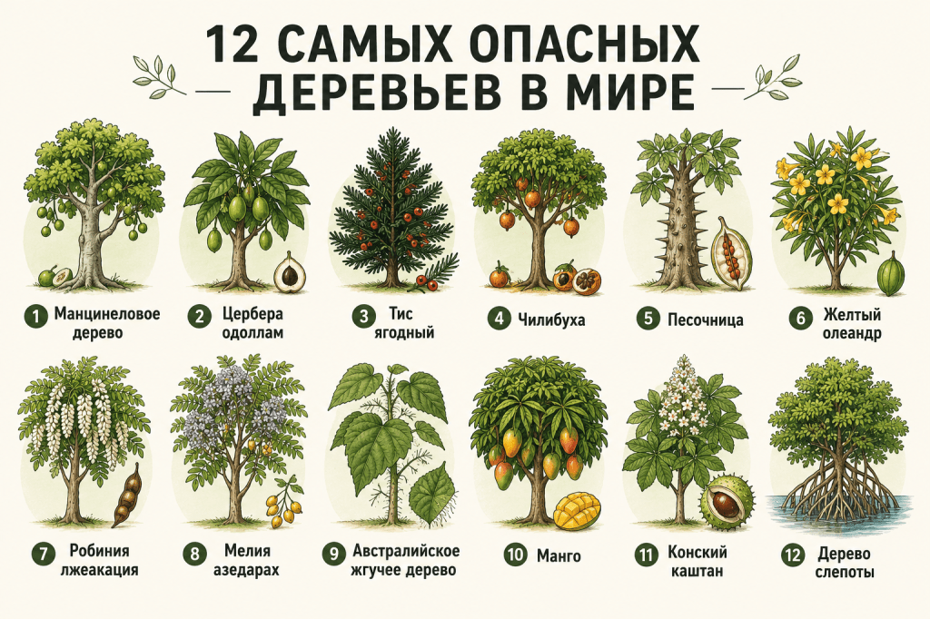 Топ-12 самых опасных деревьев мира в одной инфографике