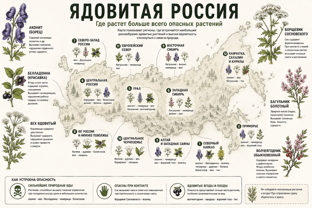 Самые ядовитые регионы России: где природа особенно опасна – инфографика